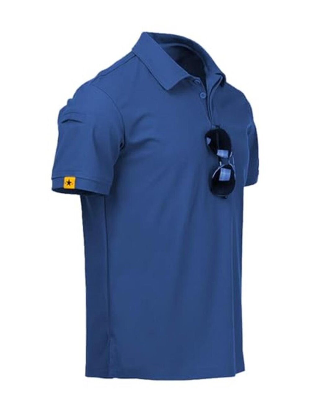 Mens Blue Polo Shirt Short Sleeve Golf Tennis Athletic Tactical Casual Wear Top